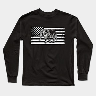 Elephant American Flag Stars And Stripes Long Sleeve T-Shirt